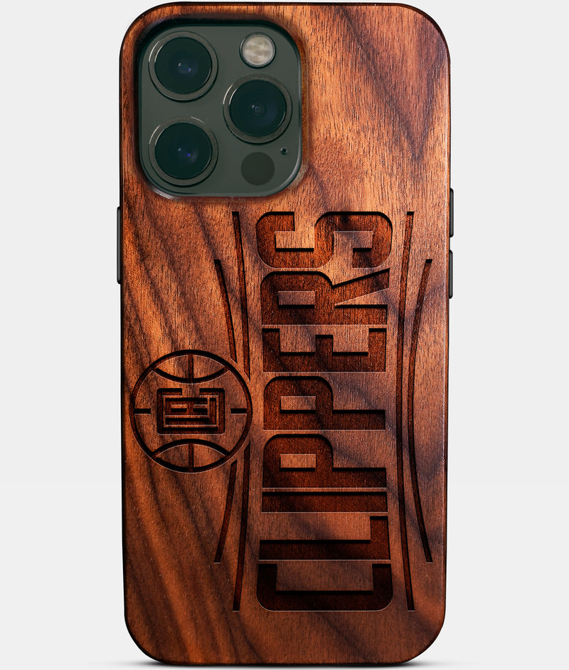 Eco-friendly Los Angeles Clippers iPhone 14 Pro Max Case - Carved Wood Custom Los Angeles Clippers Gift For Him - Monogrammed Personalized iPhone 14 Pro Max Cover By Engraved In Nature