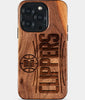 Eco-friendly Los Angeles Clippers iPhone 15 Pro Case - Carved Wood Custom Los Angeles Clippers Gift For Him - Monogrammed Personalized iPhone 15 Pro Cover By Engraved In Nature
