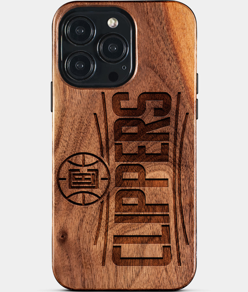 Eco-friendly Los Angeles Clippers iPhone 15 Pro Max Case - Carved Wood Custom Los Angeles Clippers Gift For Him - Monogrammed Personalized iPhone 15 Pro Max Cover By Engraved In Nature