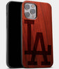 Best Wood Los Angeles Dodgers iPhone 13 Pro Case | Custom LA Dodgers Gift | Mahogany Wood Cover - Engraved In Nature