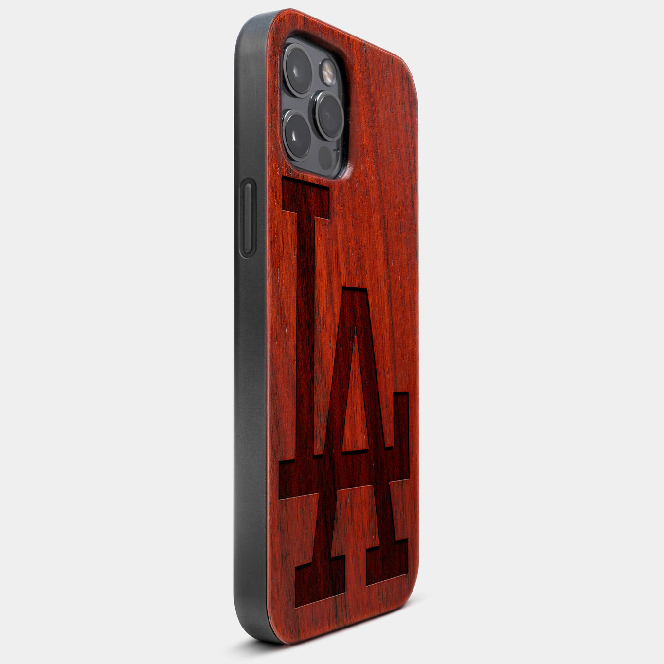 Best Wood Los Angeles Dodgers iPhone 13 Pro Case | Custom LA Dodgers Gift | Mahogany Wood Cover - Engraved In Nature