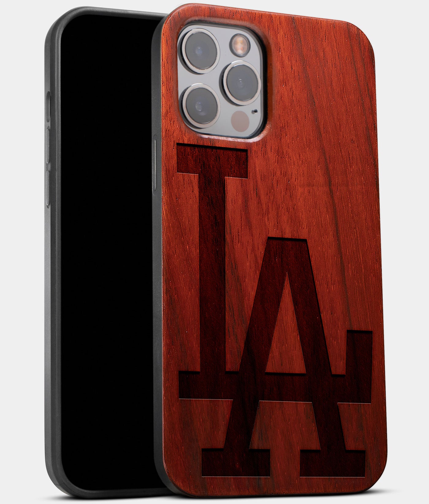 Best Wood Los Angeles Dodgers iPhone 13 Pro Max Case | Custom LA Dodgers Gift | Mahogany Wood Cover - Engraved In Nature