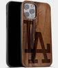 Best Wood Los Angeles Dodgers iPhone 13 Pro Max Case | Classic Custom LA Dodgers Gift | Walnut Wood Cover - Engraved In Nature