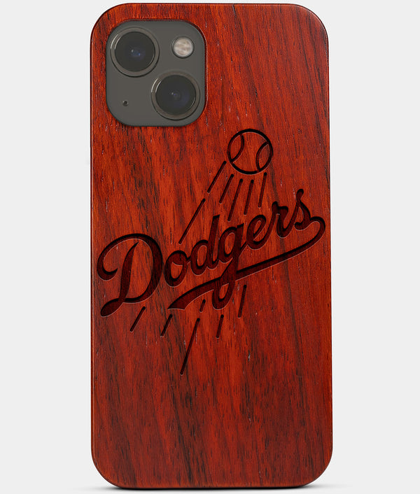 Carved Wood Los Angeles Dodgers iPhone 13 Case | Custom LA Dodgers Gift, Birthday Gift | Personalized Mahogany Wood Cover, Gifts For Him, Monogrammed Gift For Fan | by Engraved In Nature