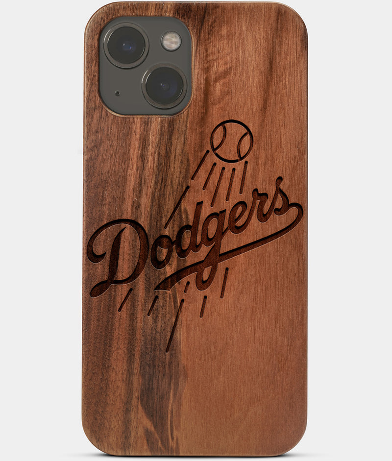 Carved Wood Los Angeles Dodgers iPhone 13 Case | Custom Classic LA Dodgers Gift, Birthday Gift | Personalized Mahogany Wood Cover, Gifts For Him, Monogrammed Gift For Fan | by Engraved In Nature