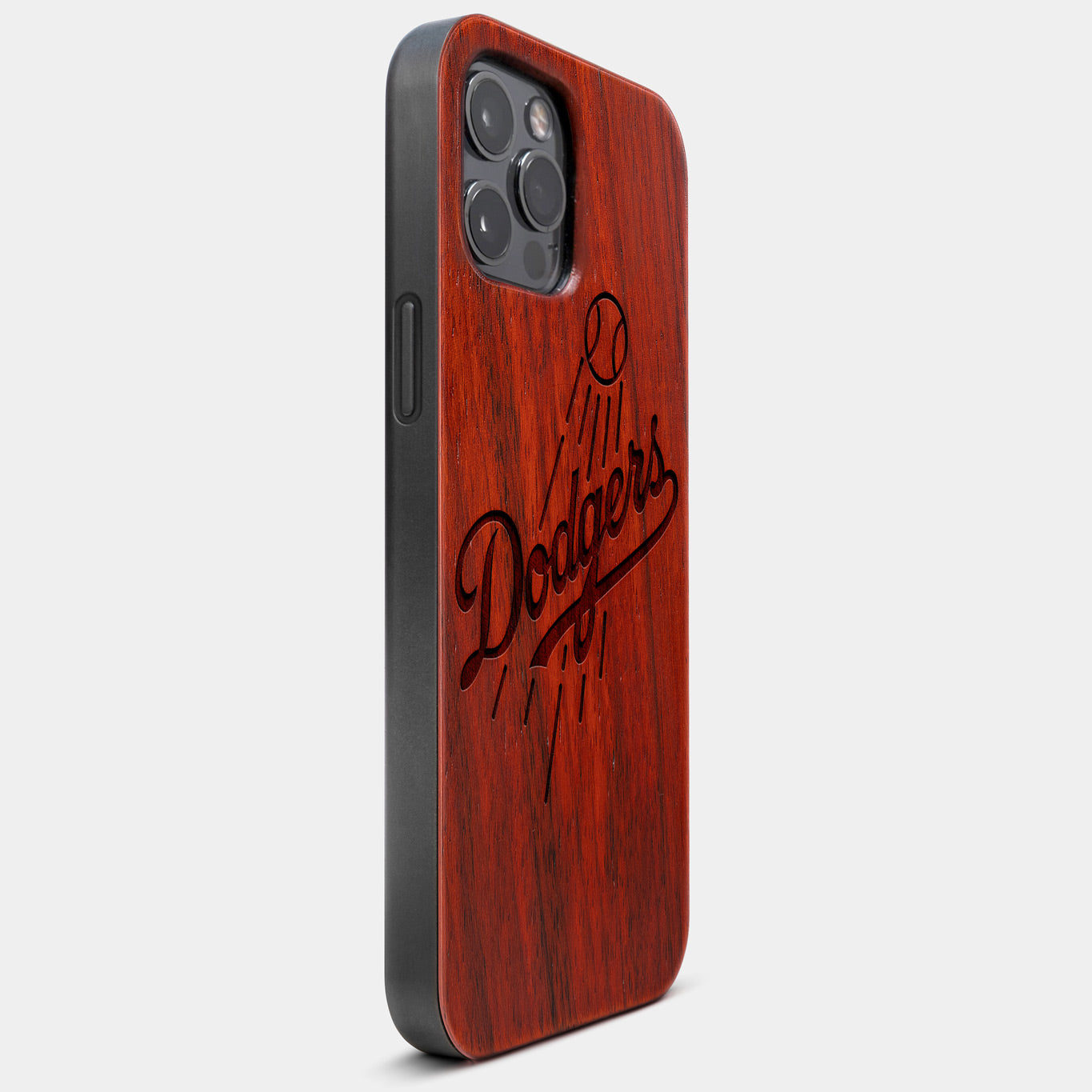 Best Wood Los Angeles Dodgers iPhone 13 Pro Case | CustomClassic LA Dodgers Gift | Mahogany Wood Cover - Engraved In Nature