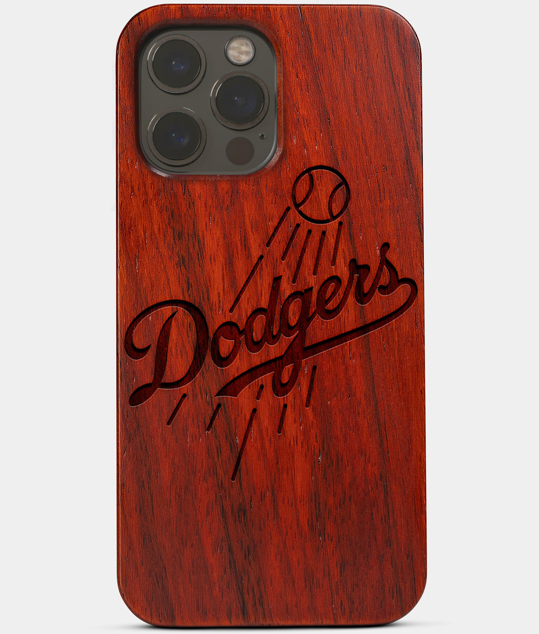 Carved Wood Los Angeles Dodgers iPhone 13 Pro Case | CustomClassic LA Dodgers Gift, Birthday Gift | Personalized Mahogany Wood Cover, Gifts For Him, Monogrammed Gift For Fan | by Engraved In Nature
