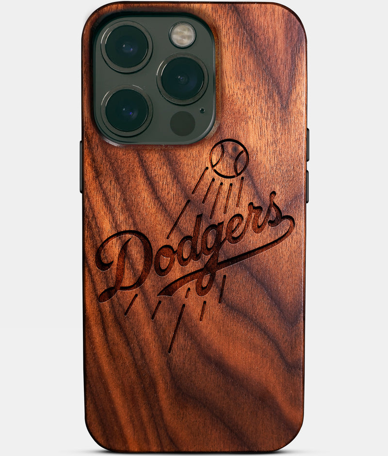 Eco-friendly Los Angeles Dodgers iPhone 14 Pro Case - Carved Wood Custom Los Angeles Dodgers Gift For Him - Monogrammed Personalized iPhone 14 Pro Cover By Engraved In Nature