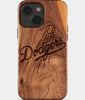 Eco-friendly Los Angeles Dodgers iPhone 15 Case - Carved Wood Custom Los Angeles Dodgers Gift For Him - Monogrammed Personalized iPhone 15 Cover By Engraved In Nature