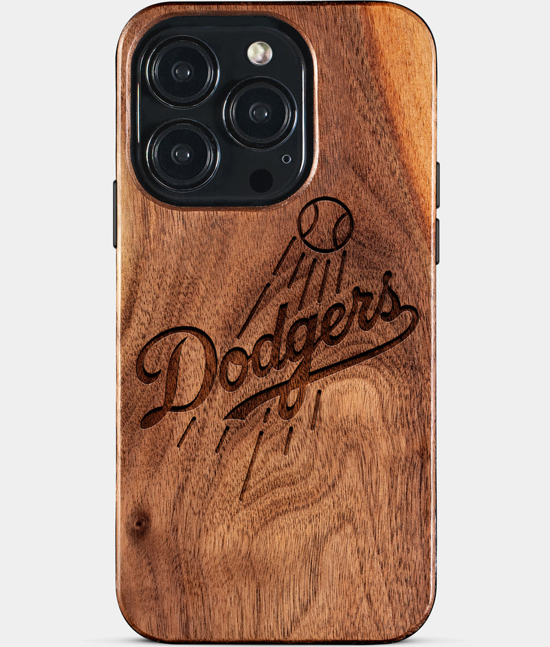 Eco-friendly Los Angeles Dodgers iPhone 15 Pro Case - Carved Wood Custom Los Angeles Dodgers Gift For Him - Monogrammed Personalized iPhone 15 Pro Cover By Engraved In Nature