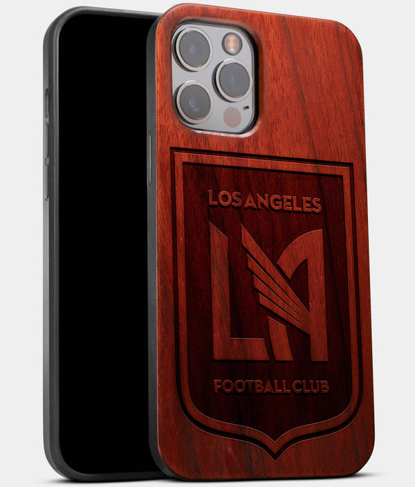 Best Wood Los Angeles FC iPhone 13 Pro Max Case | Custom LA FC Gift | Mahogany Wood Cover - Engraved In Nature