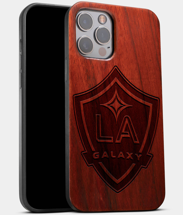 Best Wood Los Angeles Galaxy iPhone 13 Pro Max Case | Custom LA Galaxy Gift | Mahogany Wood Cover - Engraved In Nature