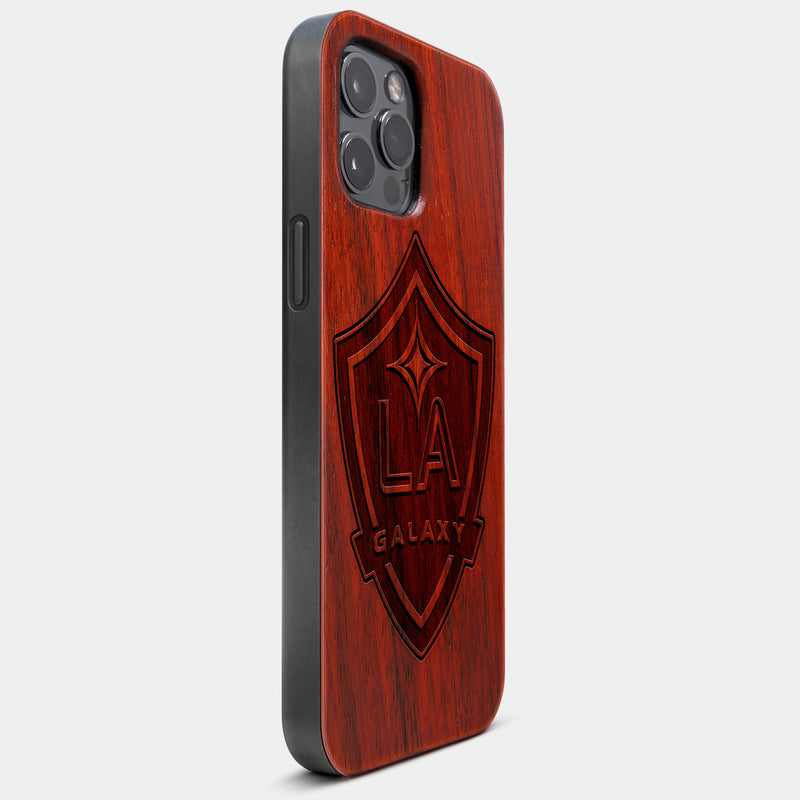 Best Wood Los Angeles Galaxy iPhone 13 Pro Max Case | Custom LA Galaxy Gift | Mahogany Wood Cover - Engraved In Nature