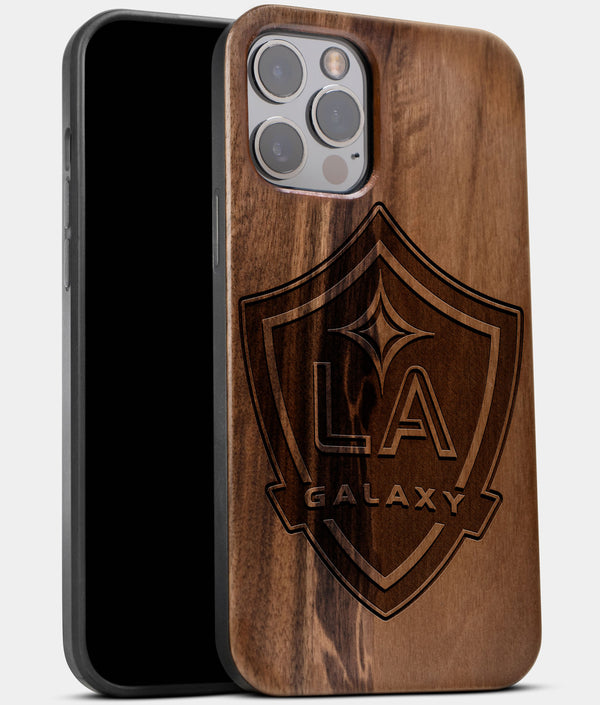 Best Wood Los Angeles Galaxy iPhone 13 Pro Max Case | Custom LA Galaxy Gift | Walnut Wood Cover - Engraved In Nature