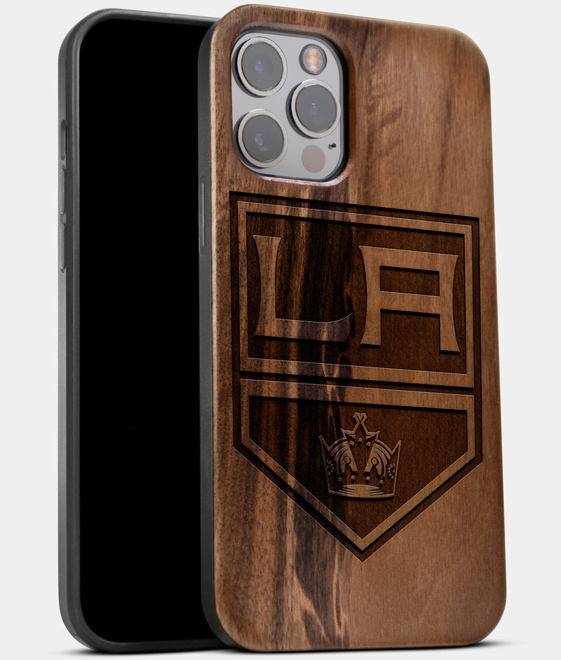 Best Wood Los Angeles Kings iPhone 13 Pro Case | Custom LA Kings Gift | Walnut Wood Cover - Engraved In Nature