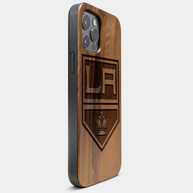 Best Wood Los Angeles Kings iPhone 13 Pro Case | Custom LA Kings Gift | Walnut Wood Cover - Engraved In Nature