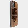 Best Wood Los Angeles Kings iPhone 13 Pro Case | Custom LA Kings Gift | Walnut Wood Cover - Engraved In Nature