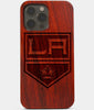 Carved Wood Los Angeles Kings iPhone 13 Pro Max Case | Custom LA Kings Gift, Birthday Gift | Personalized Mahogany Wood Cover, Gifts For Him, Monogrammed Gift For Fan | by Engraved In Nature