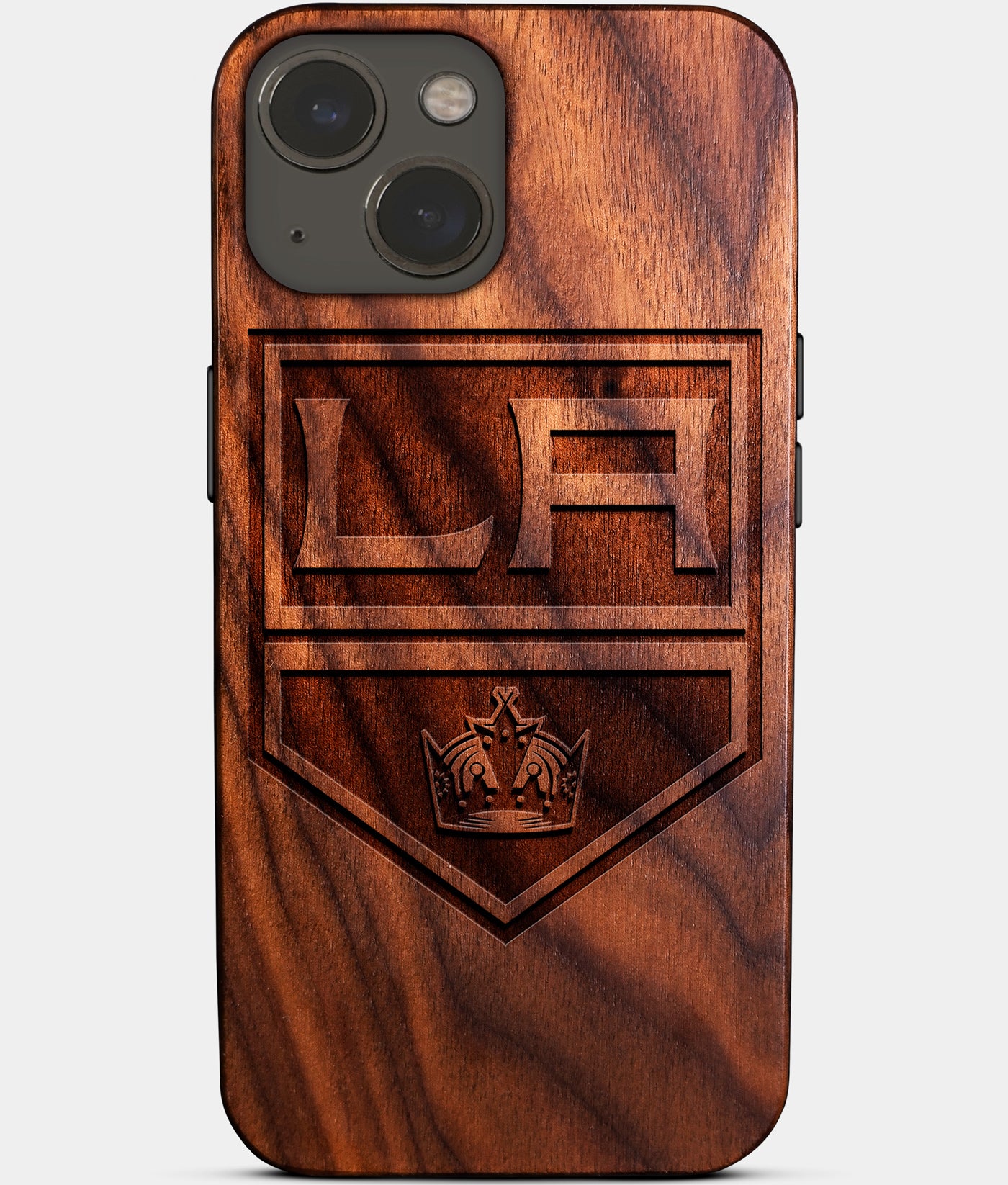 Eco-friendly Los Angeles Kings iPhone 14 Plus Case - Carved Wood Custom Los Angeles Kings Gift For Him - Monogrammed Personalized iPhone 14 Plus Cover By Engraved In Nature