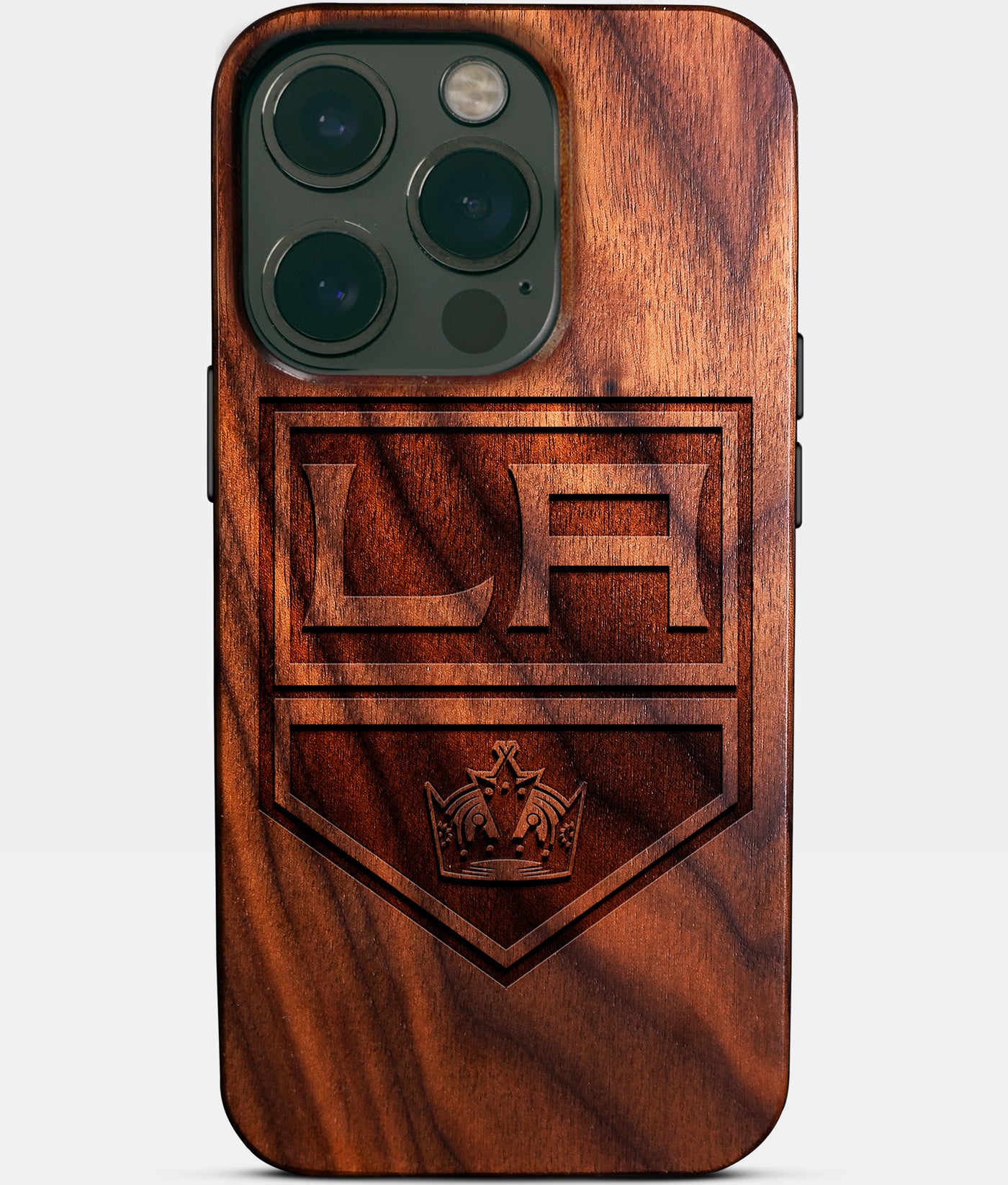 Eco-friendly Los Angeles Kings iPhone 14 Pro Case - Carved Wood Custom Los Angeles Kings Gift For Him - Monogrammed Personalized iPhone 14 Pro Cover By Engraved In Nature