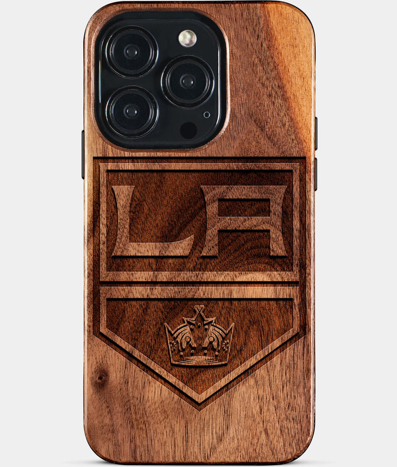 Eco-friendly Los Angeles Kings iPhone 15 Pro Case - Carved Wood Custom Los Angeles Kings Gift For Him - Monogrammed Personalized iPhone 15 Pro Cover By Engraved In Nature