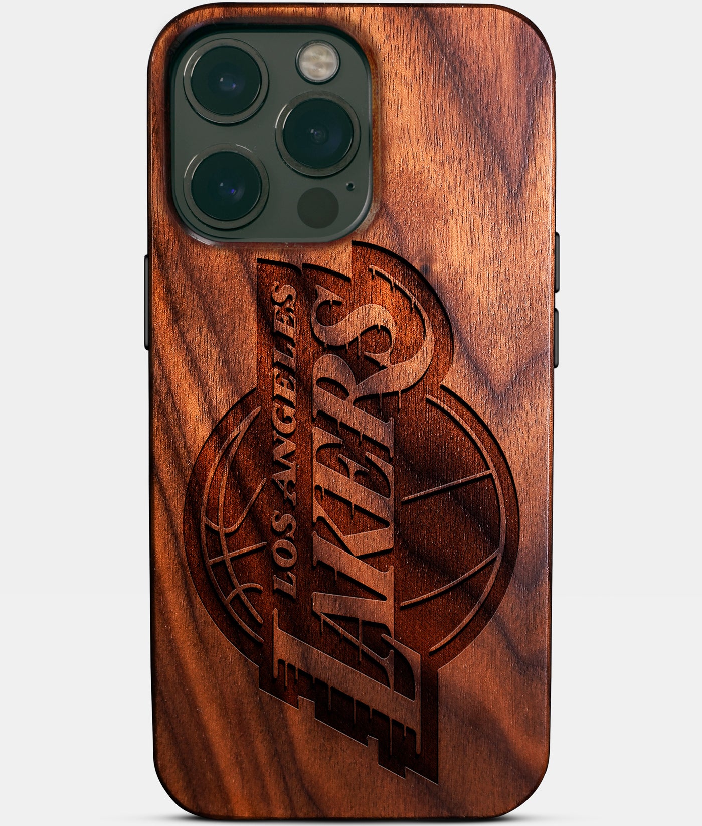 Eco-friendly Los Angeles Lakers iPhone 14 Pro Max Case - Carved Wood Custom Los Angeles Lakers Gift For Him - Monogrammed Personalized iPhone 14 Pro Max Cover By Engraved In Nature