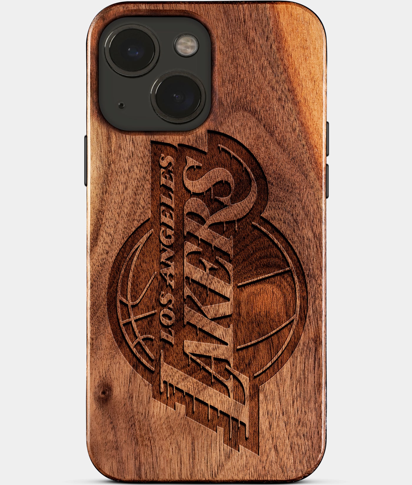 Eco-friendly Los Angeles Lakers iPhone 15 Case - Carved Wood Custom Los Angeles Lakers Gift For Him - Monogrammed Personalized iPhone 15 Cover By Engraved In Nature