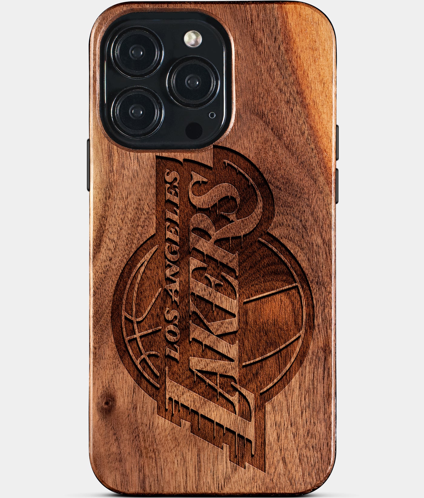 Eco-friendly Los Angeles Lakers iPhone 15 Pro Max Case - Carved Wood Custom Los Angeles Lakers Gift For Him - Monogrammed Personalized iPhone 15 Pro Max Cover By Engraved In Nature