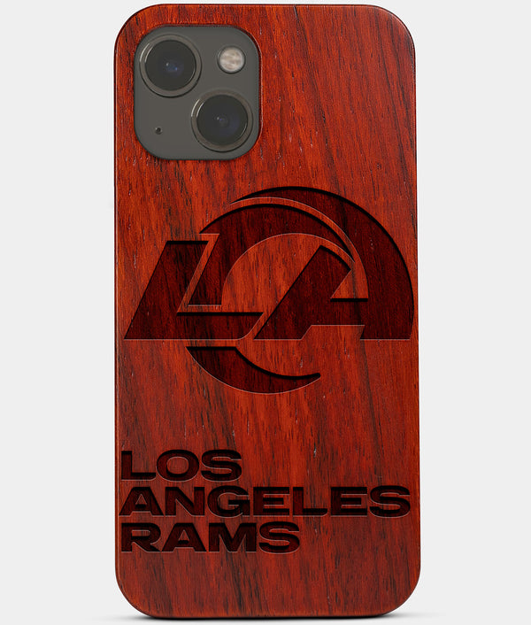 Carved Wood Los Angeles Rams iPhone 13 Case | Custom LA Rams Gift, Birthday Gift | Personalized Mahogany Wood Cover, Gifts For Him, Monogrammed Gift For Fan | by Engraved In Nature