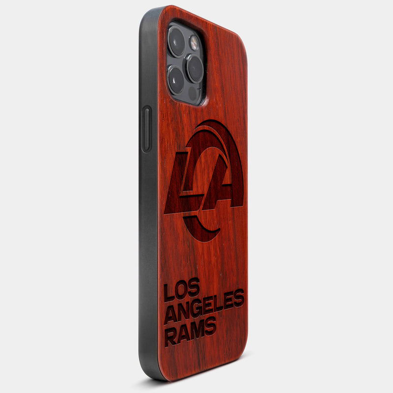 Best Wood Los Angeles Rams iPhone 13 Pro Case | Custom LA Rams Gift | Mahogany Wood Cover - Engraved In Nature