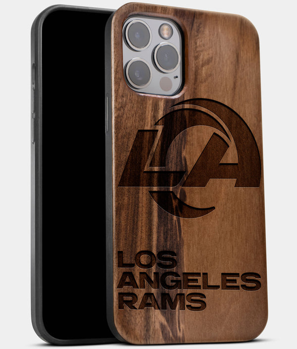 Best Wood Los Angeles Rams iPhone 13 Pro Case | Custom LA Rams Gift | Walnut Wood Cover - Engraved In Nature
