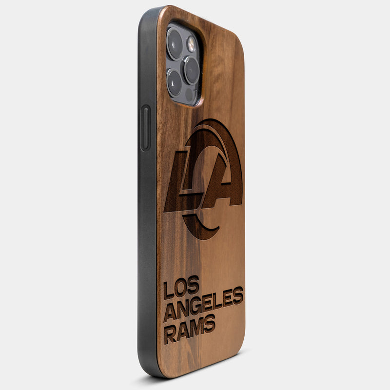 Best Wood Los Angeles Rams iPhone 13 Pro Case | Custom LA Rams Gift | Walnut Wood Cover - Engraved In Nature