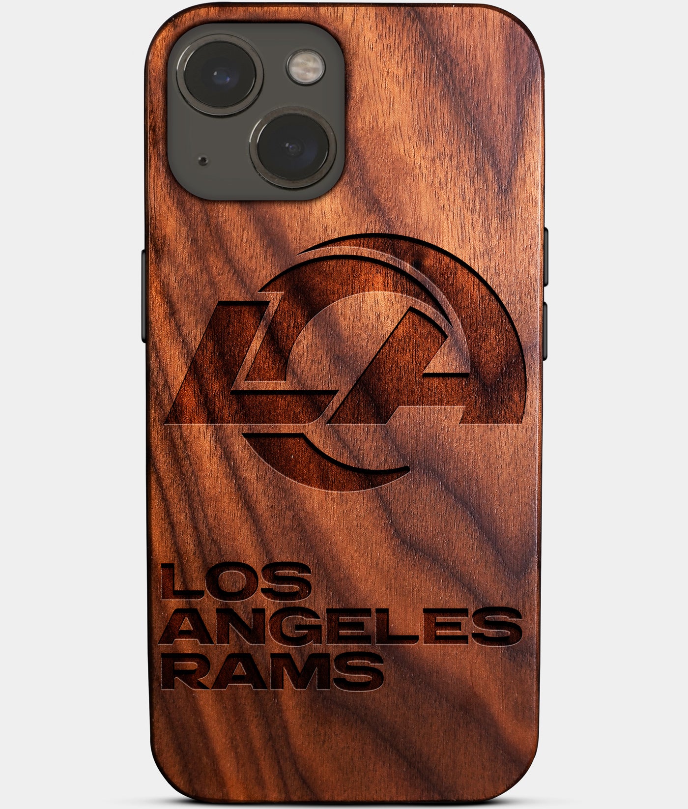Eco-friendly Los Angeles Rams iPhone 14 Case - Carved Wood Custom Los Angeles Rams Gift For Him - Monogrammed Personalized iPhone 14 Cover By Engraved In Nature