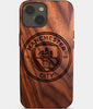 Eco-friendly Manchester City FC iPhone 14 Case - Carved Wood Custom Manchester City FC Gift For Him - Monogrammed Personalized iPhone 14 Cover By Engraved In Nature