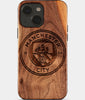 Eco-friendly Manchester City FC iPhone 15 Case - Carved Wood Custom Manchester City FC Gift For Him - Monogrammed Personalized iPhone 15 Cover By Engraved In Nature