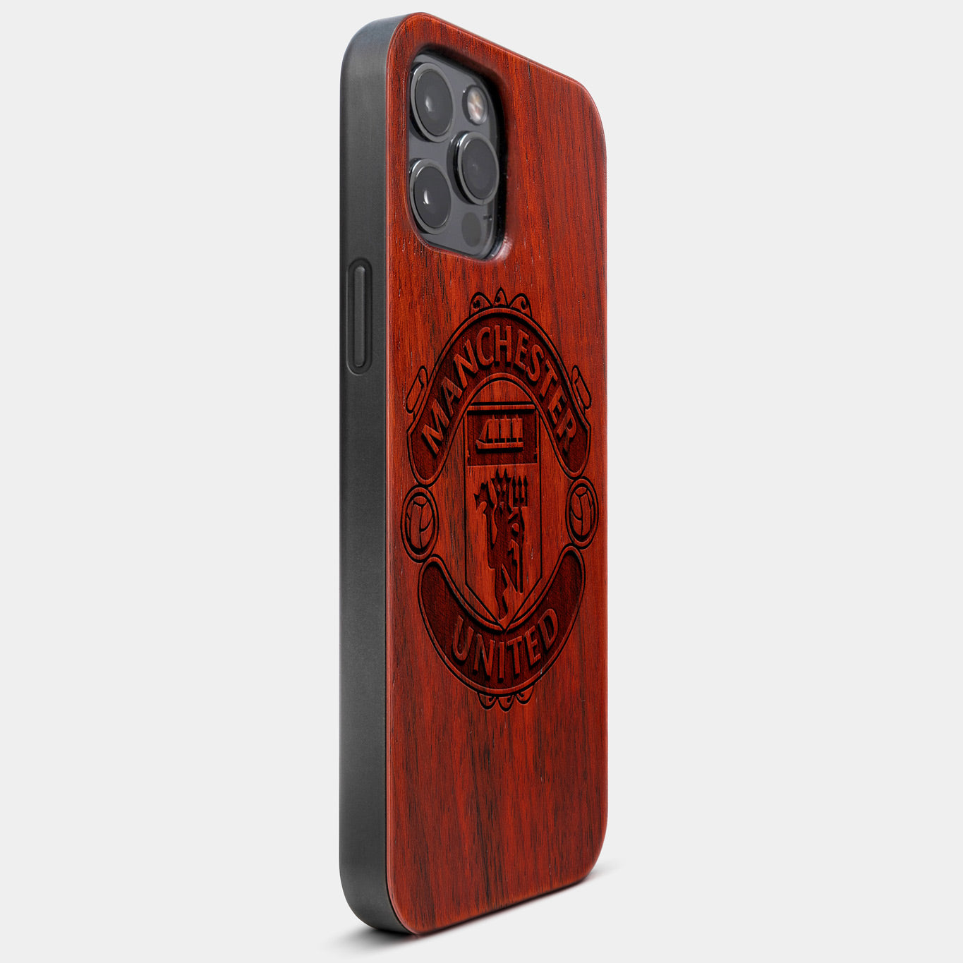 Best Wood Manchester United F.C. iPhone 13 Pro Case | Custom Manchester United F.C. Gift | Mahogany Wood Cover - Engraved In Nature