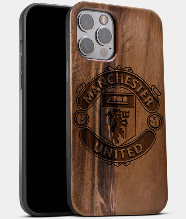 Best Wood Manchester United F.C. iPhone 13 Pro Case | Custom Manchester United F.C. Gift | Walnut Wood Cover - Engraved In Nature