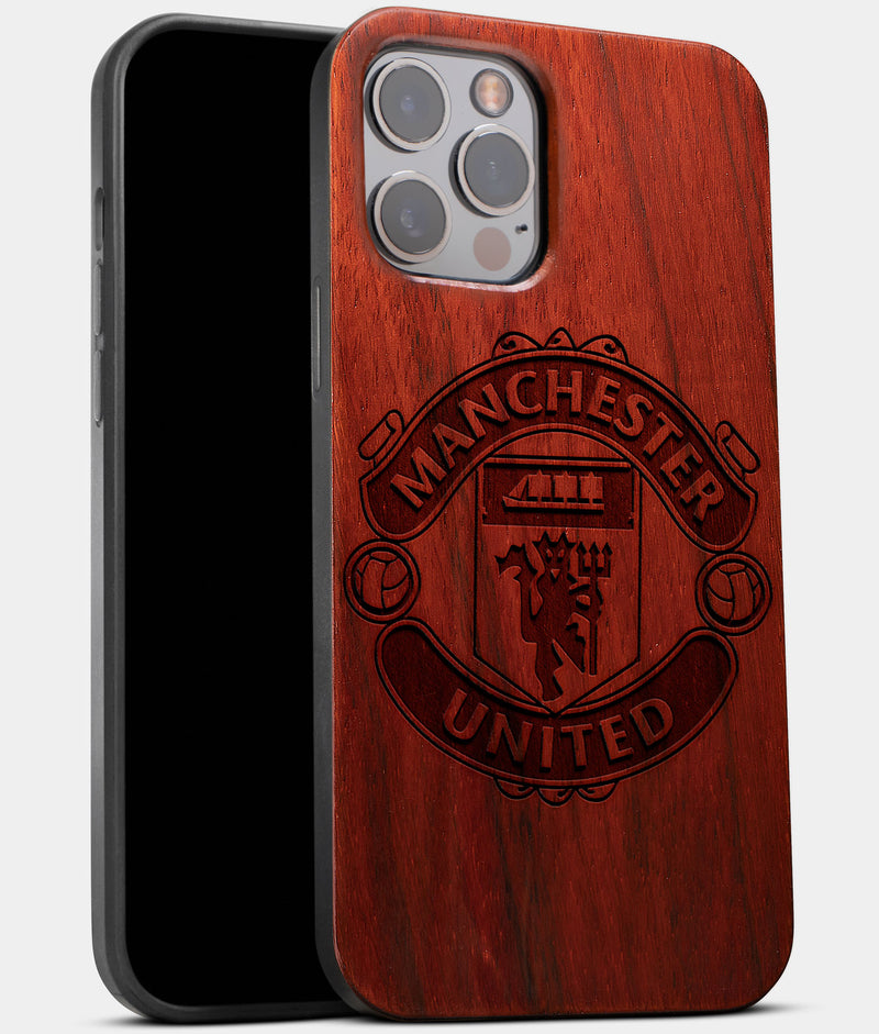 Best Wood Manchester United F.C. iPhone 13 Pro Max Case | Custom Manchester United F.C. Gift | Mahogany Wood Cover - Engraved In Nature