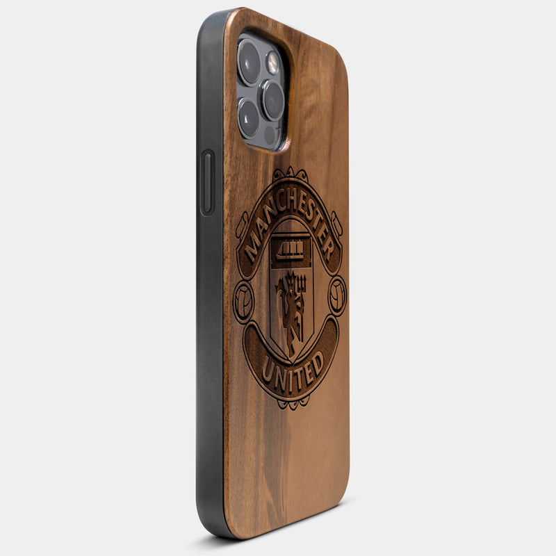 Best Wood Manchester United F.C. iPhone 13 Pro Max Case | Custom Manchester United F.C. Gift | Walnut Wood Cover - Engraved In Nature