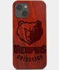 Carved Wood Memphis Grizzlies iPhone 13 Mini Case | Custom Memphis Grizzlies Gift, Birthday Gift | Personalized Mahogany Wood Cover, Gifts For Him, Monogrammed Gift For Fan | by Engraved In Nature