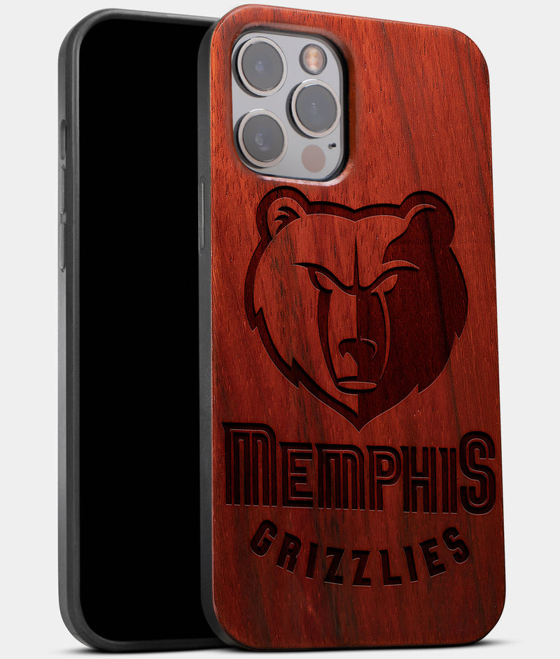 Best Wood Memphis Grizzlies iPhone 13 Pro Max Case | Custom Memphis Grizzlies Gift | Mahogany Wood Cover - Engraved In Nature