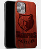 Best Wood Memphis Grizzlies iPhone 13 Pro Max Case | Custom Memphis Grizzlies Gift | Mahogany Wood Cover - Engraved In Nature