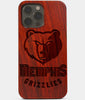 Carved Wood Memphis Grizzlies iPhone 13 Pro Max Case | Custom Memphis Grizzlies Gift, Birthday Gift | Personalized Mahogany Wood Cover, Gifts For Him, Monogrammed Gift For Fan | by Engraved In Nature