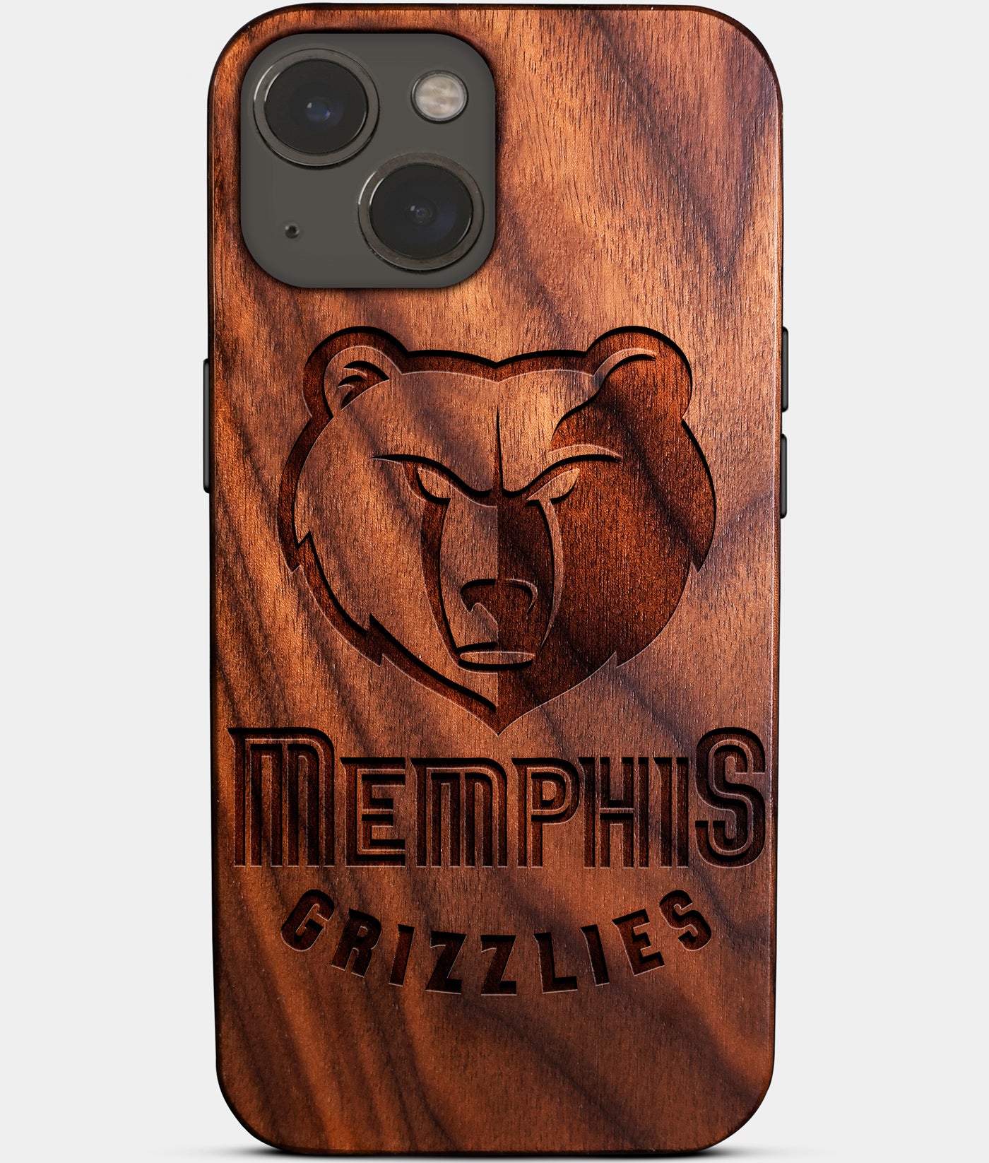 Eco-friendly Memphis Grizzlies iPhone 14 Case - Carved Wood Custom Memphis Grizzlies Gift For Him - Monogrammed Personalized iPhone 14 Cover By Engraved In Nature
