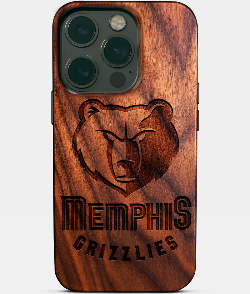 Eco-friendly Memphis Grizzlies iPhone 14 Pro Case - Carved Wood Custom Memphis Grizzlies Gift For Him - Monogrammed Personalized iPhone 14 Pro Cover By Engraved In Nature
