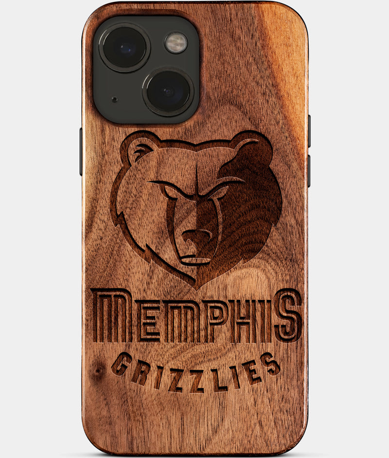 Eco-friendly Memphis Grizzlies iPhone 15 Case - Carved Wood Custom Memphis Grizzlies Gift For Him - Monogrammed Personalized iPhone 15 Cover By Engraved In Nature