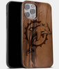 Best Wood Miami Dolphins iPhone 13 Pro Case | Custom Miami Dolphins Gift | Walnut Wood Cover - Engraved In Nature