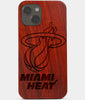 Carved Wood Miami Heat iPhone 13 Case | Custom Miami Heat Gift, Birthday Gift | Personalized Mahogany Wood Cover, Gifts For Him, Monogrammed Gift For Fan | by Engraved In Nature