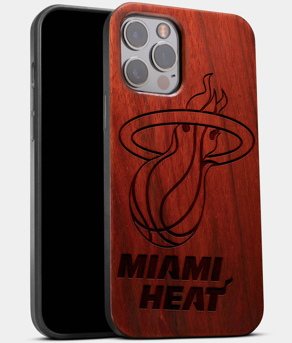 Best Wood Miami Heat iPhone 13 Pro Case | Custom Miami Heat Gift | Mahogany Wood Cover - Engraved In Nature