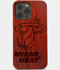 Carved Wood Miami Heat iPhone 13 Pro Case | Custom Miami Heat Gift, Birthday Gift | Personalized Mahogany Wood Cover, Gifts For Him, Monogrammed Gift For Fan | by Engraved In Nature